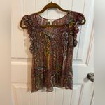 Joie  Multicolor Paisley Odette Silk Ruffle Top Photo 1