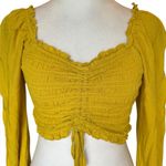 Japna Japan Smocked Long Sleeve Crop Top Golden Yellow Womens Size XS Photo 3