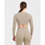 AYBL  Long Sleeve Cropped Athletic Workout Top Neutral Taupe Photo 1