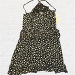 GB Women's Dress Mini Black Floral Dress High Neck Ditzy Girlie Flowers Photo 0