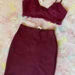 Boutique 2 pc set , burgundy bralette & skirt Photo 0