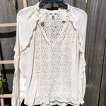 Reiss  Flora Broderie Scalloped Sleeves Ivory Cream Top Blouse 4 Photo 7