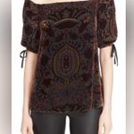 Alice + Olivia  Women's Alecia Off Shoulder Top Baroque Burnout Paisley; size M Photo 6