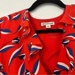 Whistles Women’s Mimi Dress Floral Tulip Silk Ruffle Surplice Size 4 Red Photo 5