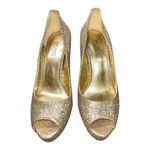 Michael Kors  Sparkling Gold Peep-Toe Heels excellent condition size 5 Photo 10
