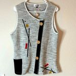 NWOT Expressions By Leslie Womens M Black Gray Hand Painted Sweater Vest Size M Photo 0