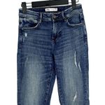ZARA Cotton Skinny Mid Rise Distressed Stretch Casual Jean Hem Side Slits 2 Blue Photo 2