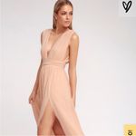 Lulus Womens New  Heavenly Hues Deep V Neck High Slit Maxi Dress Blush Pi… Photo 2