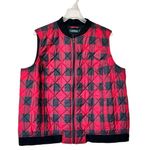 Ralph Lauren 2X down filled quilted buffalo check women's black red vest Photo 0