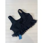 Cupshe Black Pom Pom Trim Swim Top & Purple High Cut Bikini Bottom Bundle Sz M Photo 2