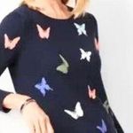 Talbots Navy Blue Butterfly Intarsia Crewneck Long Sleeve Sweater Size Small Photo 1