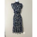 AQUA BLOOMINGDALES FLORAL SMOCKED TIERED RUFFLE MIDI DRESS EUC SIZE L Photo 1