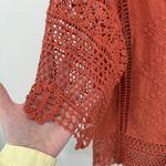 Democracy Crochet Lace Boho Gauze Cotton Top Size M Rust Color Open Knit Hippie Photo 5