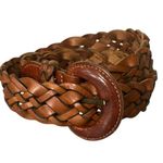 G.H. Bass Brown Braided Weave Genuine Leather Belt & Buckle Women’s Sz Large Photo 1