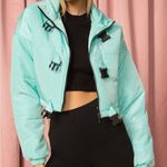 superdown  Ava Cropped Puffer Jacket in Aqua Photo 11