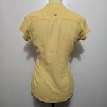 prAna Yellow Textured Pleated Short Sleeve Button Up Shirt XS Gorpcore Normcore Photo 4