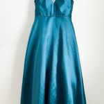Monique Lhuillier Teal Mesh Formal Gown Sleeveless mesh insert Formal Dress 16 Photo 4