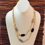 Coldwater Creek  Gold Tone Double Strand Blue and White Nautical Theme Necklace Photo 1