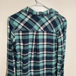 Roxy  Button Down Flannel Shirt Mint Green Plaid XS Photo 7