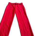 Theory Lavzin Red Modern Crepe Pants Straight Leg Belt Luxury Size 6 Women's Photo 3