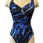 MiracleSuit Swimsuit One Piece Blue Black Swirl 10 Photo 0