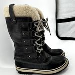 Sorel  Joan of Arctic Boots Leather Winter Snow Lace Up Faux Shearling Black 8.5 Photo 2