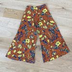 French Connection Floral Silk Palazzo Wide Leg Pants in Orange Yellow Blue Photo 4