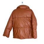 NWT NVLT Women’s Vegan Leather Puffer Coat In Color Luggage Brown Size L Photo 5