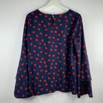 And The Why Size M Blouse Navy Red Hearts Long Double Bell Sleeve Top Valentine Photo 8
