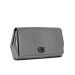 Coach  Alexa Metallic Leather Turnlock Clutch Purse, Silver Photo 15