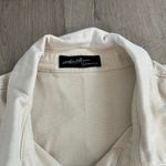 On Twelfth Women's Cream Denim Flutter Sleeve Button Down Sz L Photo 3