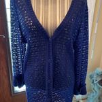 Denim & Co D & CO Blue Tunic Long Sleeve Button  Cardigan Size LG Photo 0