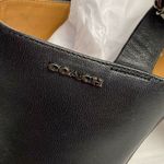 Coach  Brady Slingback Sandal Sz 6 Black Leather Peep Toe Shoes Neutral Photo 2