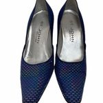 St. John  Blue Satin Pump Shoes Sz 5.5 B Photo 2