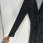 Leota Black White Speckled Print Stretch Jersey Long Sleeve Midi Wrap Dress L Photo 4