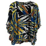 Alberto Makali  Safari Tribal Animal Print Kimono Blouse Swim Coverup Size M Photo 5