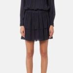 Scotch & Soda Maison  Long-Sleeve Mini Flounce Dress Small Navy Blue Denim Photo 0