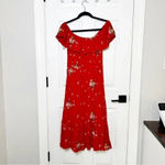 Lost + Wander Off Shoulder Red Floral Midi Flowy Dress Size XL Photo 5