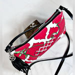 Brighton Love Dove Canvas Leather Tassel Red Bird Pouch Crossbody Bag  Photo 4