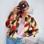 Faux Fur Coat Shabby Chic Boutique Lined Thick Fluffy Red Brown Tan Black Fur Photo 1