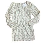 LPA Revolve Dress Send Nudes Floral Print White Linen Puff Sleeve Mini Dress XL Photo 0