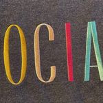 Wildfox SOCIAL Embroidered Blue Sweatshirt size Medium Photo 4