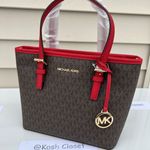 Michael Kors JST Extra-Small Top-Zip Tote Bag -Flame/Brown Photo 2
