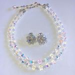Laguna Aurora Borealis Beaded Double Strand Necklace & Clip On Earrings Photo 0