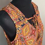 Allison Joy New from Evereve Sleeveless Boho Print V-Tie-Neck Summer Blouse Photo 2