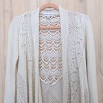 Knox Rose  Womens Crochet Lace Cardigan Size XS Cream Open Front Boho Cottage Photo 1
