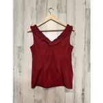 Ann Taylor  Red Ruffle V Neck Sleeveless Blouse Top Career Work Office Size 2 Photo 2