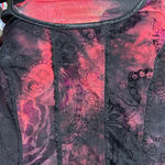 Sami & Jo Y2K red & white abstract paisley rose appliqué top whimsigoth fairy grunge dark Photo 6