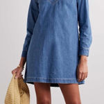 Veronica Beard NEW NWT  Denim Shift Dress Womens XS Blue Long Sleeve Mini Photo 0