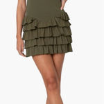 Edikted  Margot Tiered Ruffle Mini Dress Olive‎ Green XS Photo 0